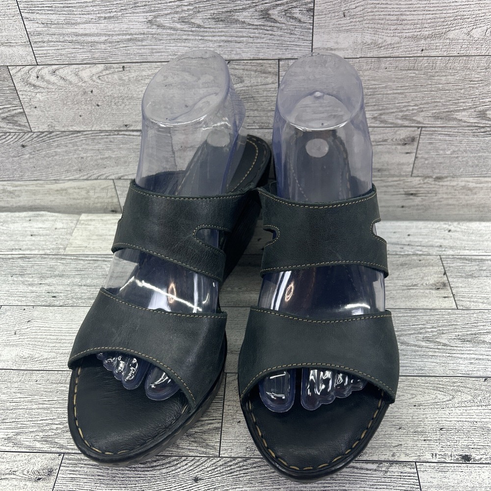 BORN Women's Mona Platform Slip On Sandal SOFT‎ LEATHER WEDGE Strappy Slide Sz 9